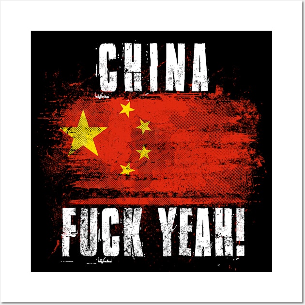 China Fuck Yeah! Wartorn Distressed Flag Wall Art by Family Heritage Gifts